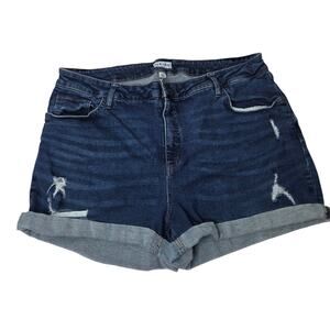Ava & Viv Women's Plus 22W Blue Denum Jean Shorts Distressed Country Cowgirl‎